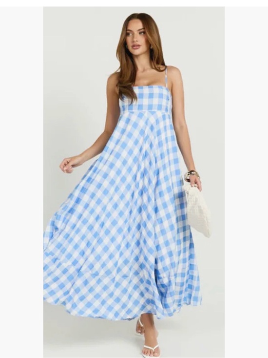 CO Dresses & Skirts - Showpo Blue Gingham Maxi Sundress with Spaghetti Straps